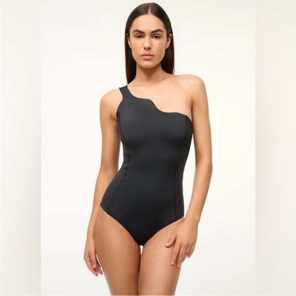 STAUD Black Asymmetrical One-Piece Swimsuit - Picture 2 of 14